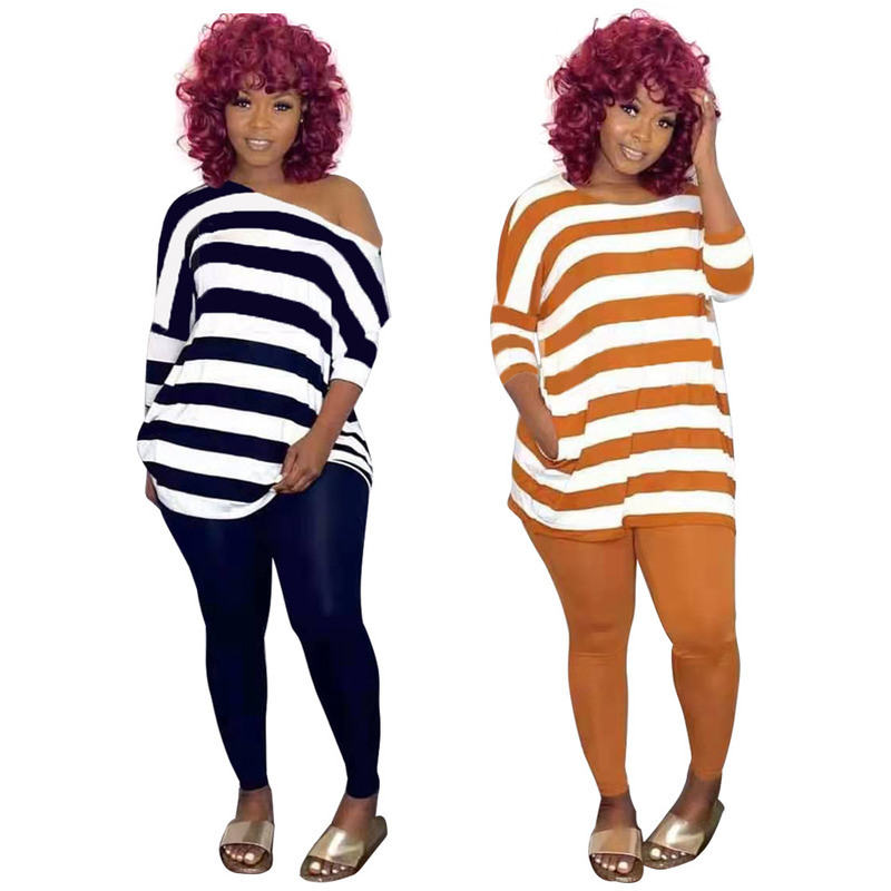2021 Anti-UV Casual 2 Piece Set Strip Leisure Off Shoulder Set Top And Pant Set Running Τρέξιμο για τρέξιμο