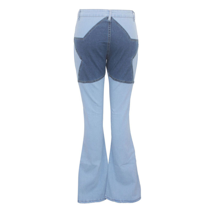 Χρώμα Αποδεικτικό Λάμψης Καλή ποιότητα patchwork hip star τζιν ράψιμο τέντωμα τεντωμένο παντελόνι γυναίκες τζιν μακριά